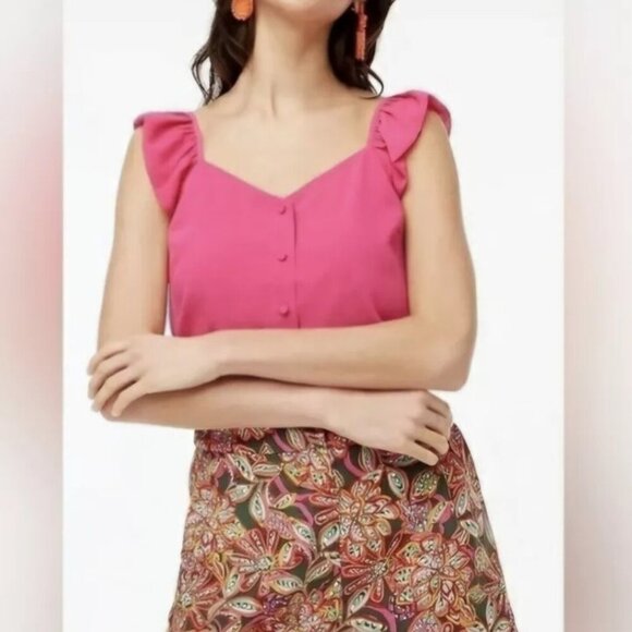 J. Crew Women's Size 00 Pink Ruffle Top Blouse - Picture 1 of 7